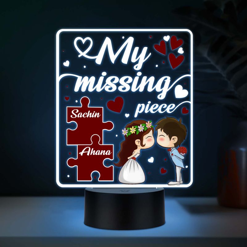 Personalized Couples UV Print Multicolor 3D LED Night Light My Missing Piece Romantic Lamp